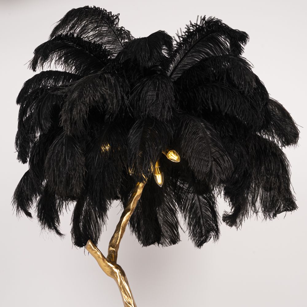 Торшер страусиные перья Feather Lamp A MODERN GRAND TOUR черный 180*40*40 см, 5*E14*40W, ImperiumLoft 41.108-0, Латунь
