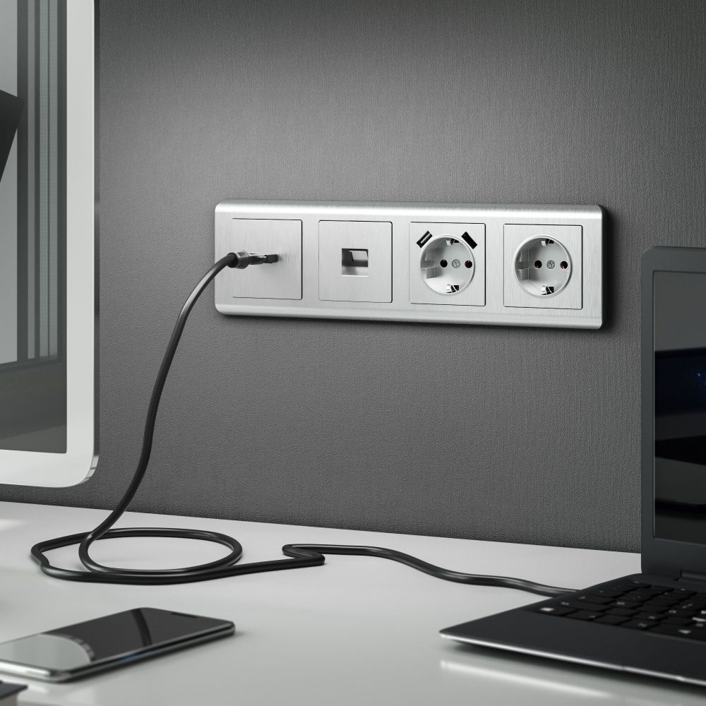 Накладка  для розетки USB (cеребряный рифленый) W1179509 Werkel 4690389159848
