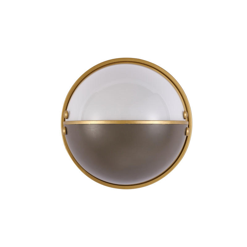 Бра Favourite Radius 2935-1W, D110*W215*H215, каркас золотого цвета, плафон из стекла цвета опала, декоративная вставка черного цвета