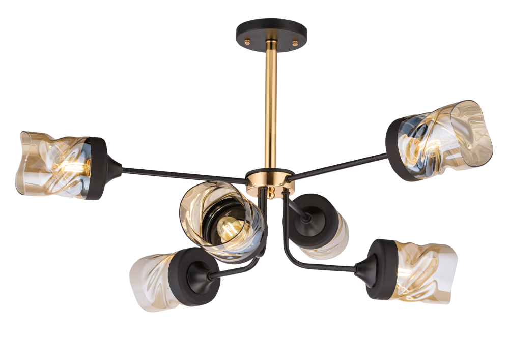Люстра Ø800 x H450, мм, 6*40W (240W), BK+FGD (Черный+Золото) Rilon 3798/6 BK+FGD
