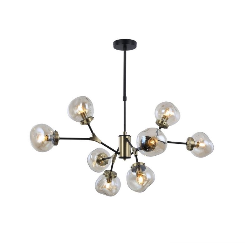 Люстра на штанге Omnilux Crotone OML-95107-08, диаметр 93 см, черный-бронза