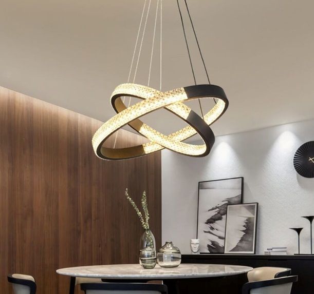 Светильник подвесной SAPFIR (H2202-400-2BK) SPF-8714 ЧЕРНЫЙ  D400+300/H1000/2/LED/2*42W без ПДУ TERRA 24-12