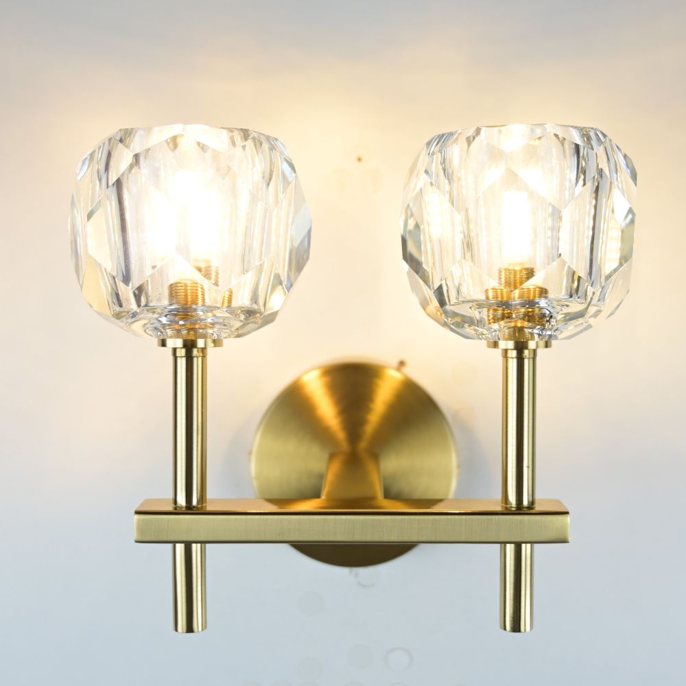 Бра Boule de Cristal Double Sconce Brass 16*13*22 см, 2*G9*40W, ImperiumLoft 44.233, Бронзовый