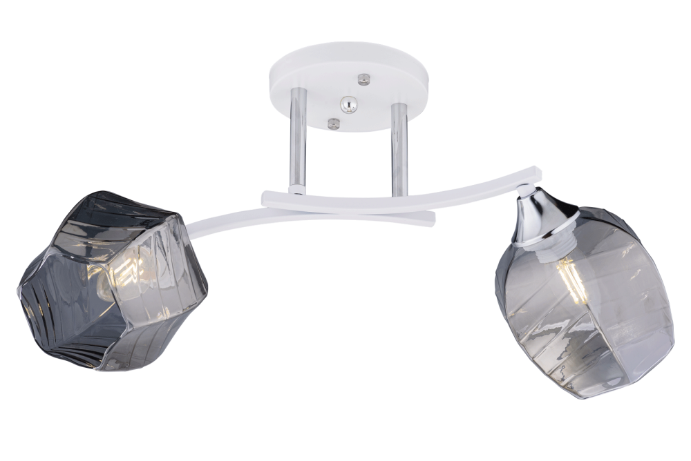 Люстра L480 x W140 x H270, мм, 2*40W (80W), WT+CR (Белый+Хром) Rilon 3773/2 WT+CH