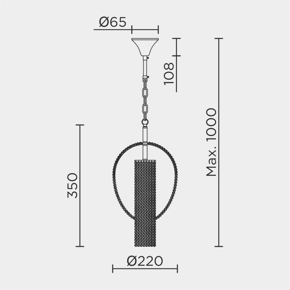 Подвесная люстра 25*25*100 см, Е14 1x40W, Латунь MODELUX ML.317.1 BS