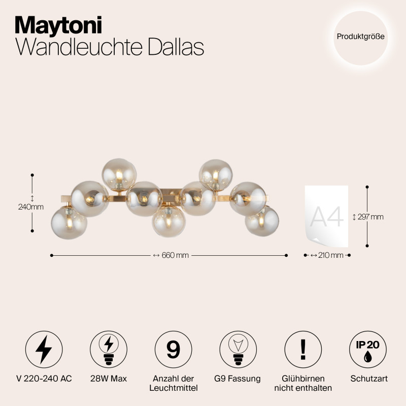 Бра Maytoni Dallas MOD547WL-09G, янтарный