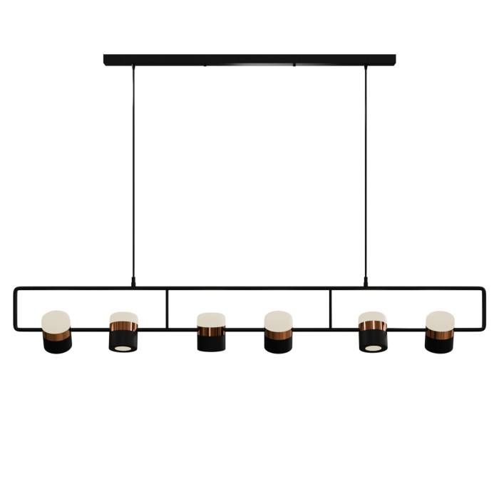 Светильник подвесной 135*20-200 см, 6*LED*6W, 3000-6000K, Lightera Rudolf LE114L-6B SMART, Черный