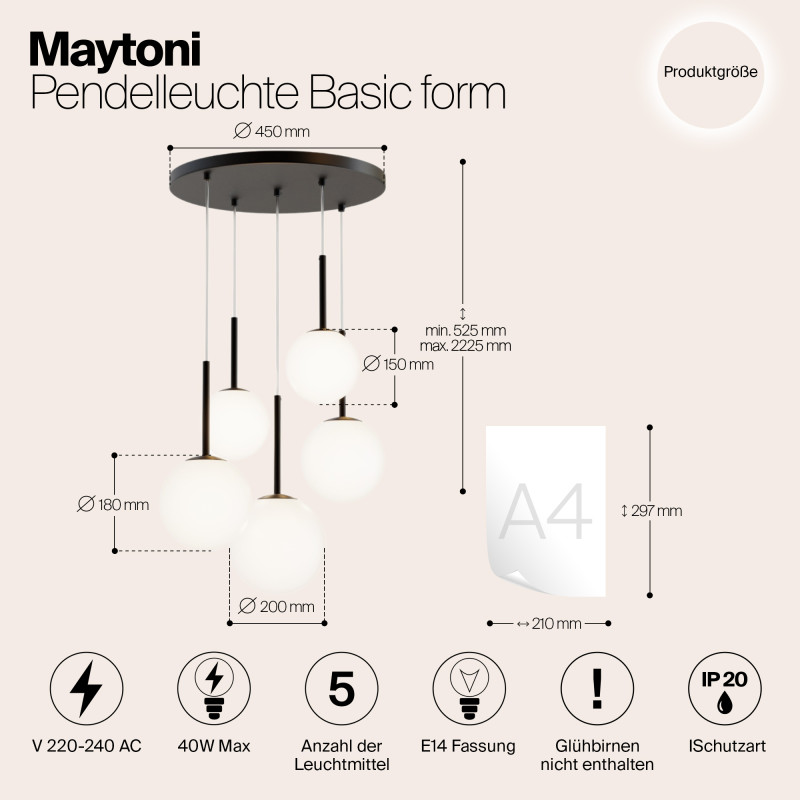 Светильник 58 см, Maytoni Basic form MOD321PL-05B, черный