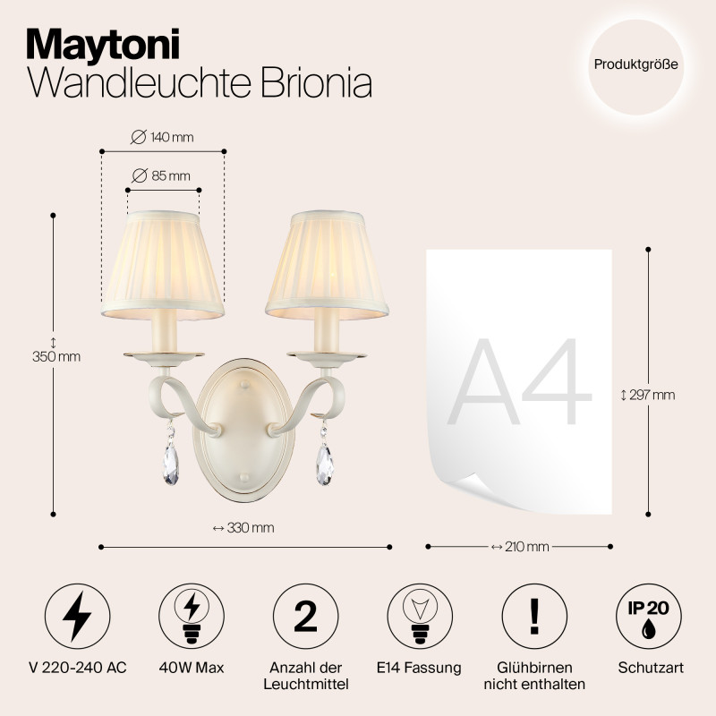 Бра Maytoni ARM172-02-G Кремовое золото