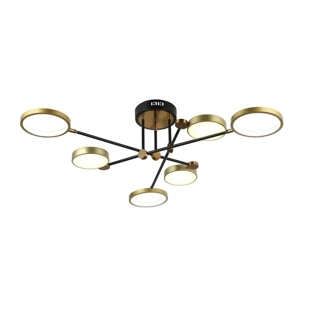 Люстра 126*126*26 см, 6*LED*80W, 3000 - 6000K Gerhort G51244/6BK+GD, Черный, золото