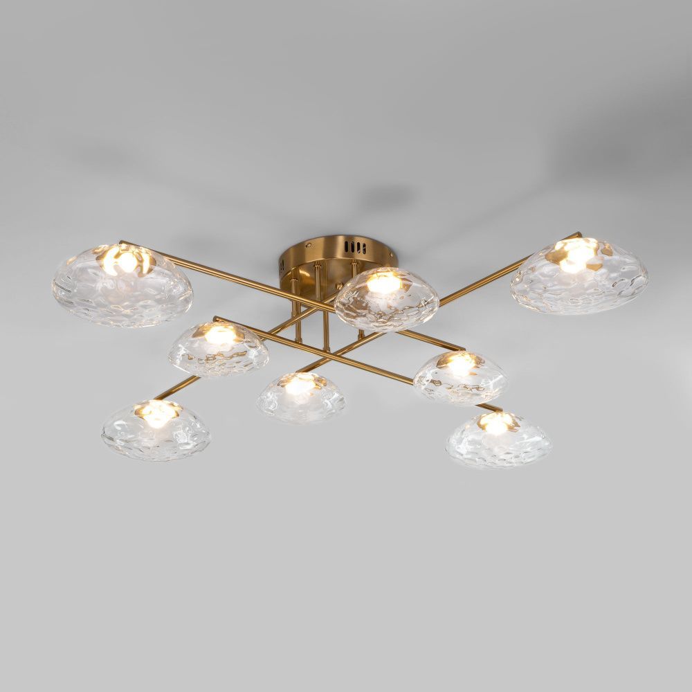 Светильник 110*110*25 см, LED*37W, 3000K, Eurosvet Ripple 50389 LED, латунь, a069026
