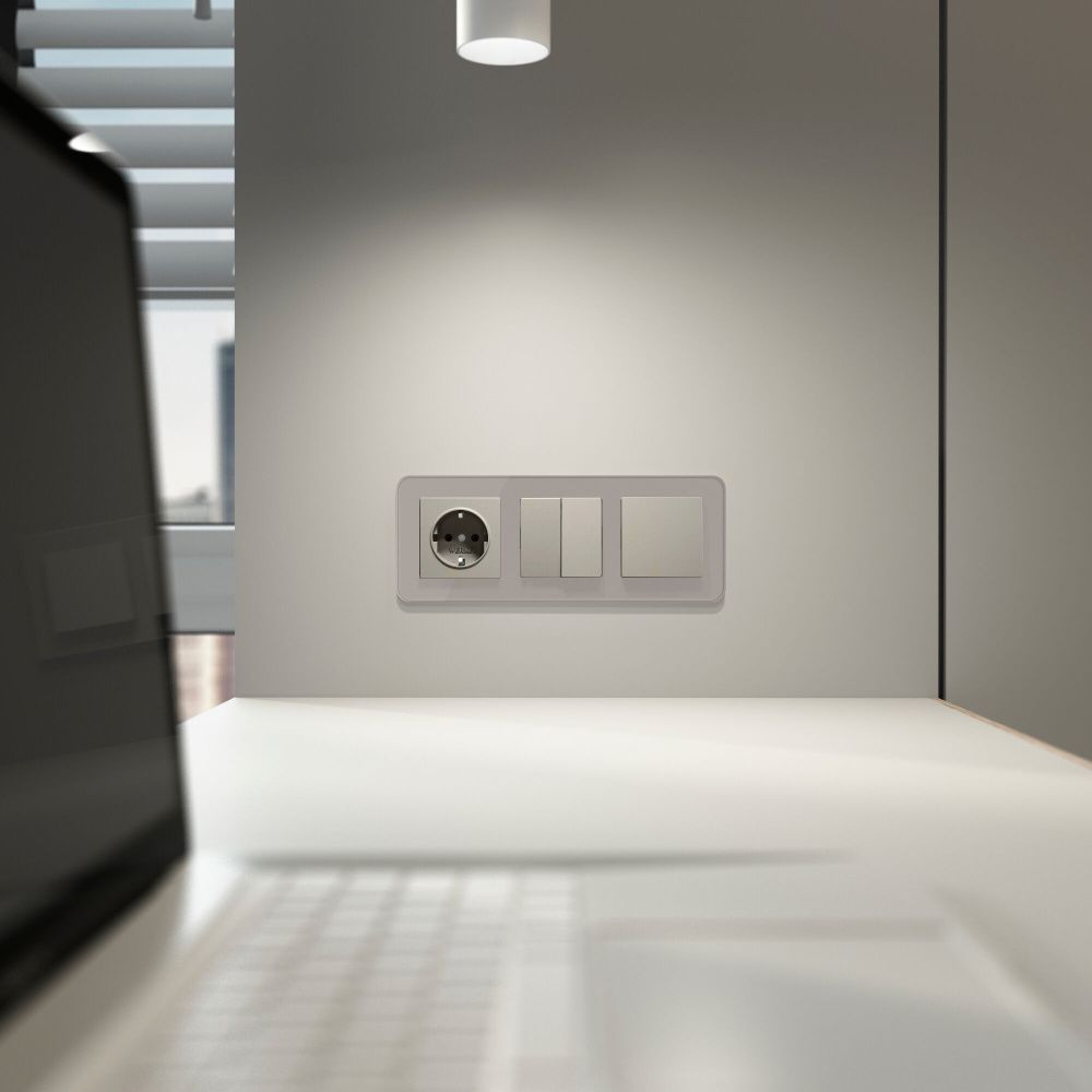 W1212004 Выключатель одноклавишный проходной, дымчатый Werkel, 4690389211881