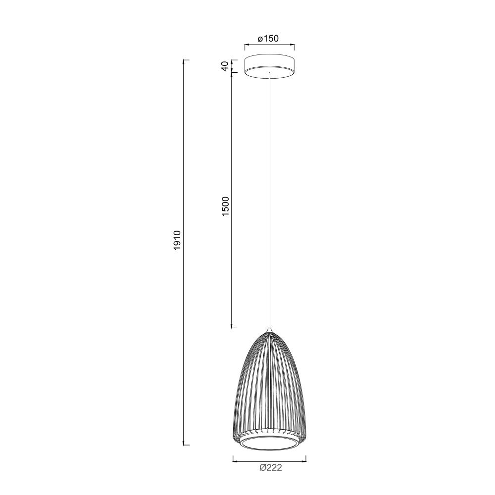 Подвесной светильник 22,2*191 см, *LED*20W, 3000K, Mantra Smart MAN9017, черный