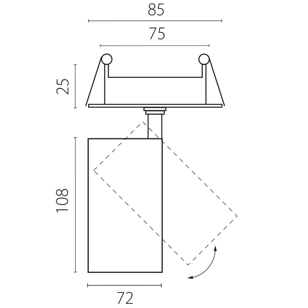 Светильник встраиваемый *7*10,8 см, *24W, 4000K, Lightstar Alta Base A5246RS, Белый