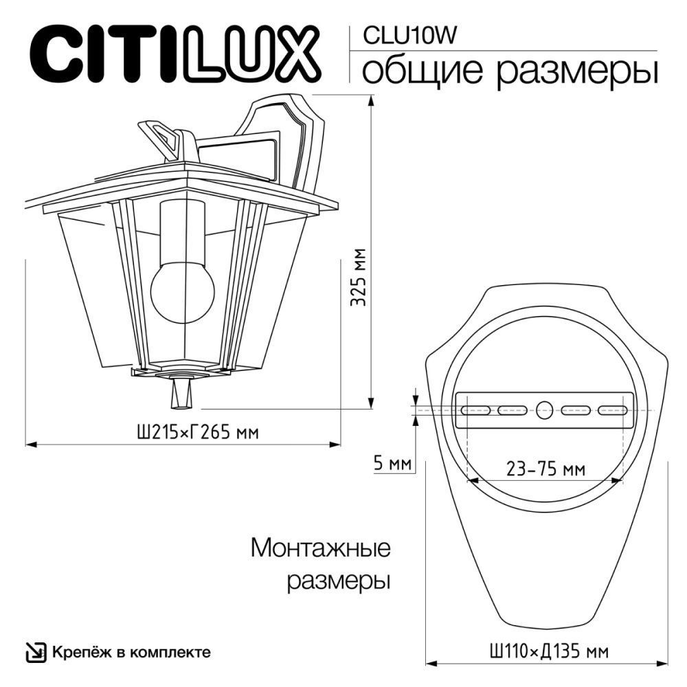 Уличный настенный светильник 33 см, Citilux FORTS CLU10W , черный