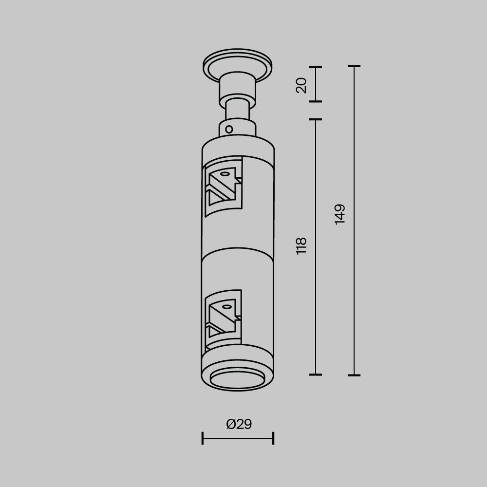 Комплектующие для трековой системы  TRA155CW-D1-PT 2,9*2,9*-14,9 см, *Maytoni technical Accessories for tracks Flarity TRA155CW-D1-PT, Платина