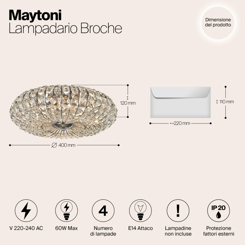 Люстра диаметр 40 см Maytoni Modern Broche DIA902-04-N никель