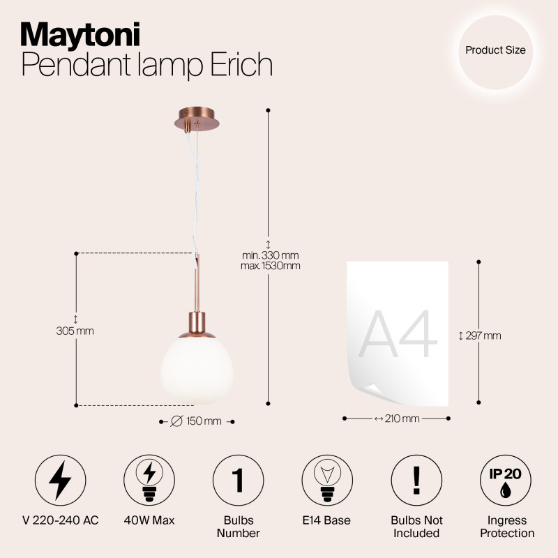 Светильник 15 см Maytoni Erich MOD221-PL-01-G золото