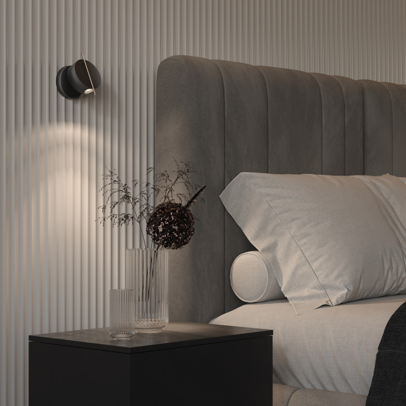 Бра 6,65*10*10*14 см, LED*4W, 3000 К, Nuance MOD180WL-L4B3K Maytoni, Черный и Латунь