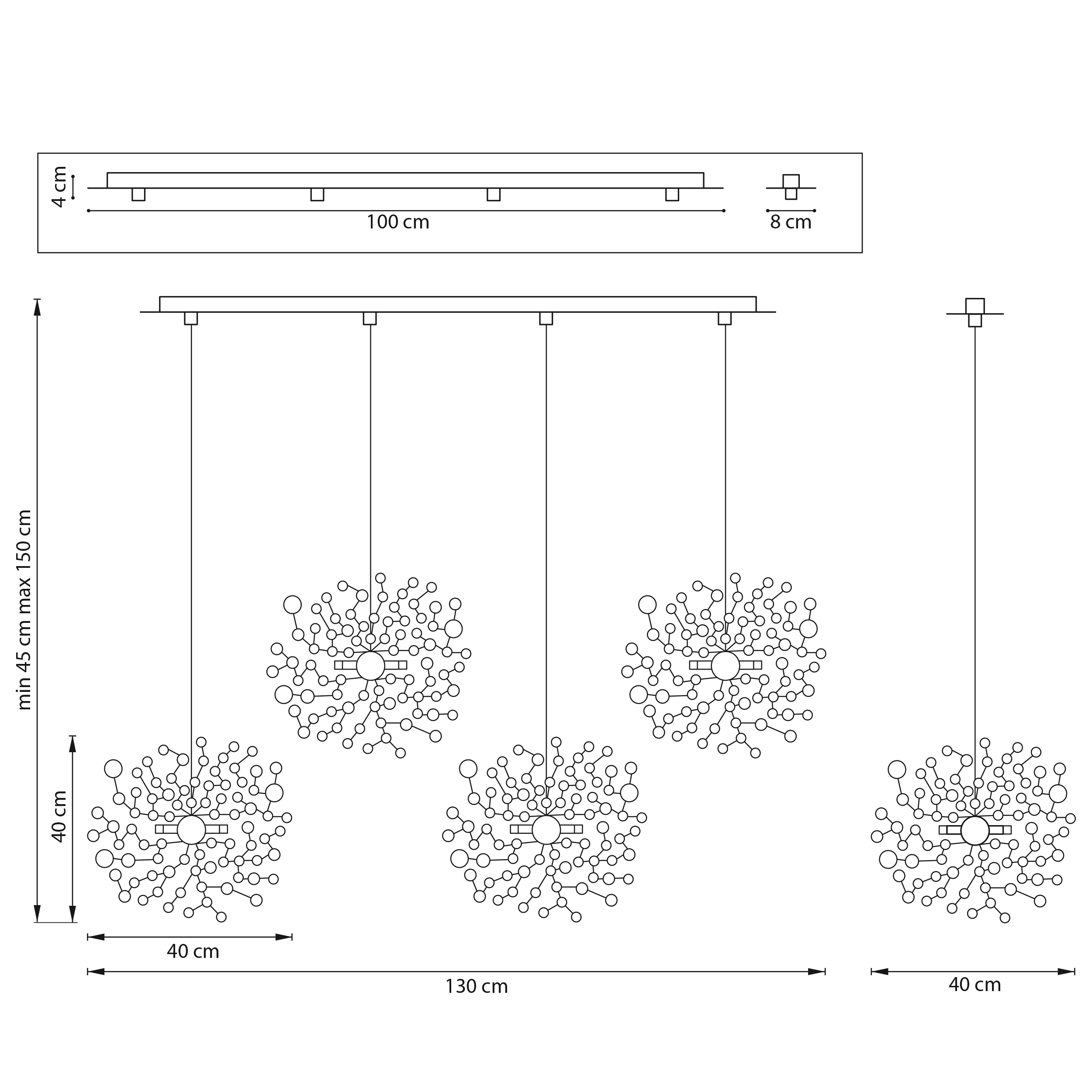 Люстра подвесная 40*130*150 см, 12*G9 Lightstar Extra L4PL721132