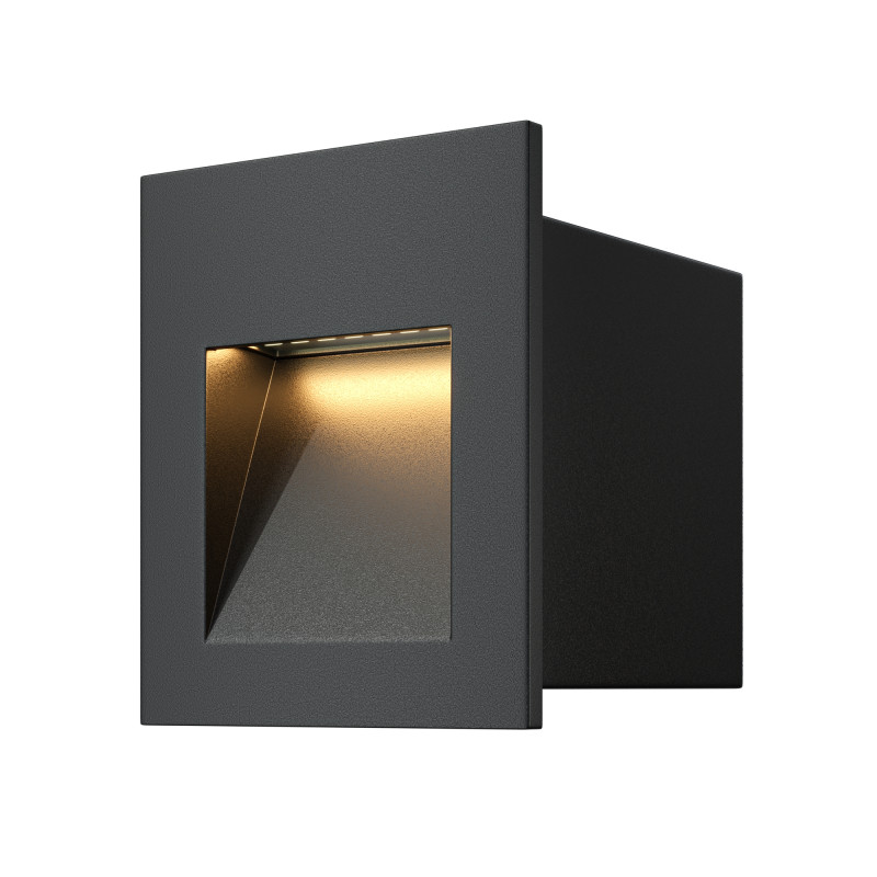 Встраиваемый светильник Maytoni LED Arca O038-L3B, 3W LED, 3000K, черный, вр 5,5*6 см