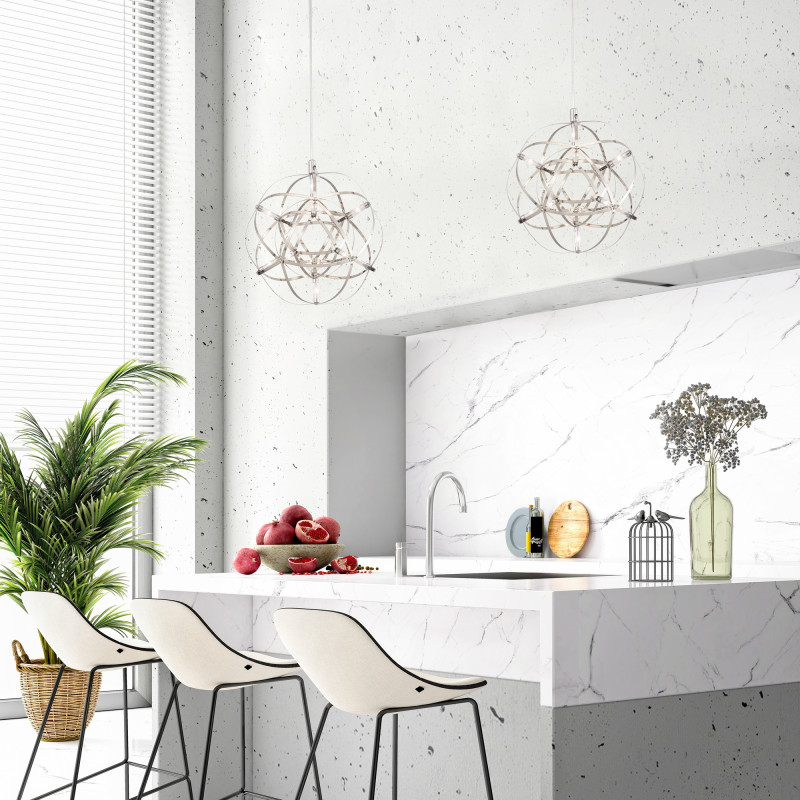 Подвесной светодиодный светильник 25 см Freya Amber FR5099PL-L6CH, 8W LED, 3000K, хром