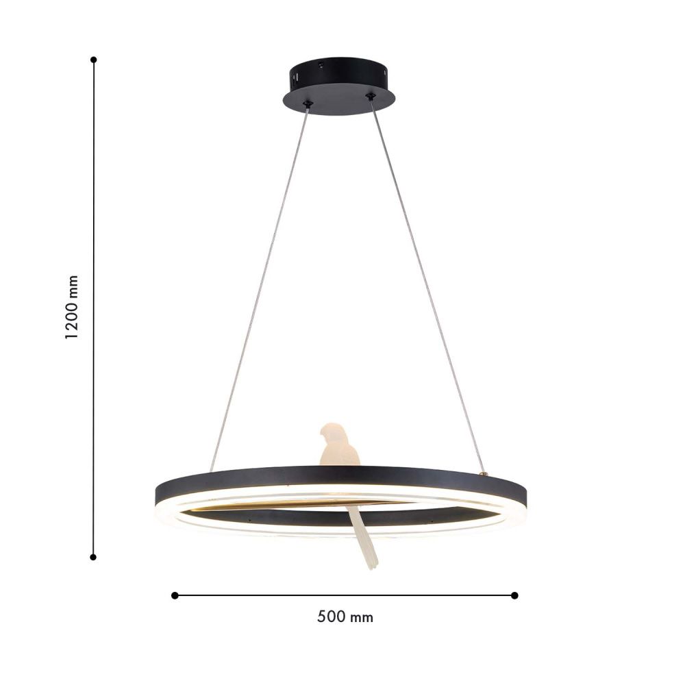 Подвесная люстра 50*25-130 см, 1*LED, 25W, 4000K, F-Promo Bardy 4654-1P, черный
