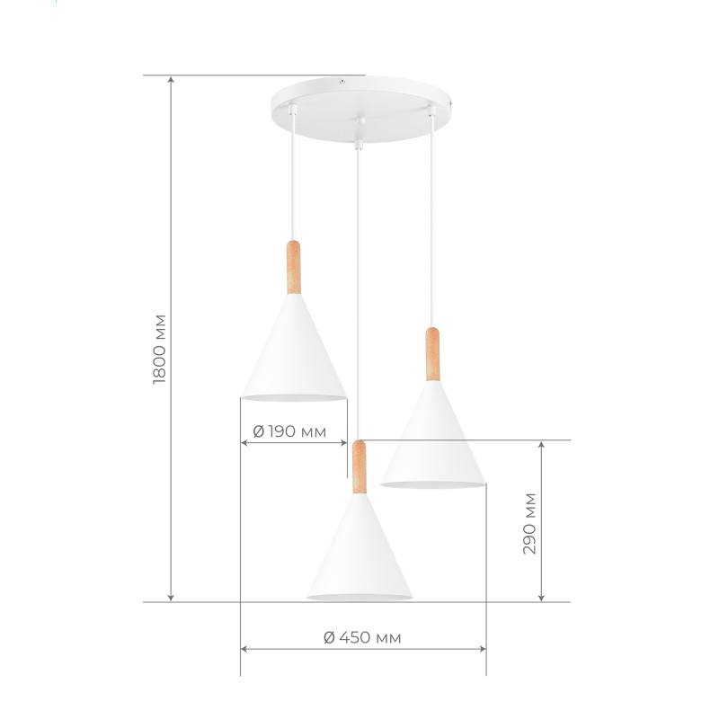 Светильник подвесной 45*31,5/180 см, 3*E27 EVOLUCE Arket SLE1255-513-03 белый
