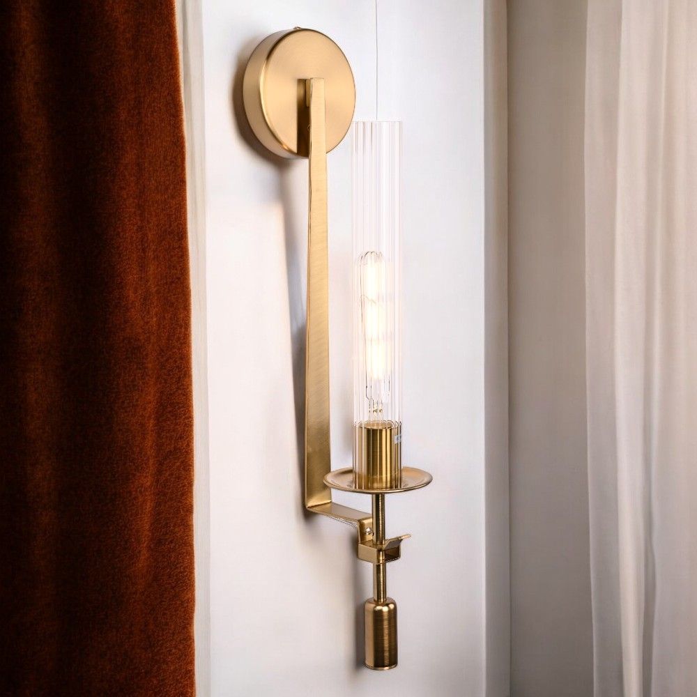 Бра Fontanelle Single Wall Lamp 15*11*58 см, 1*E27*60W, ImperiumLoft 44.442-0, Латунь