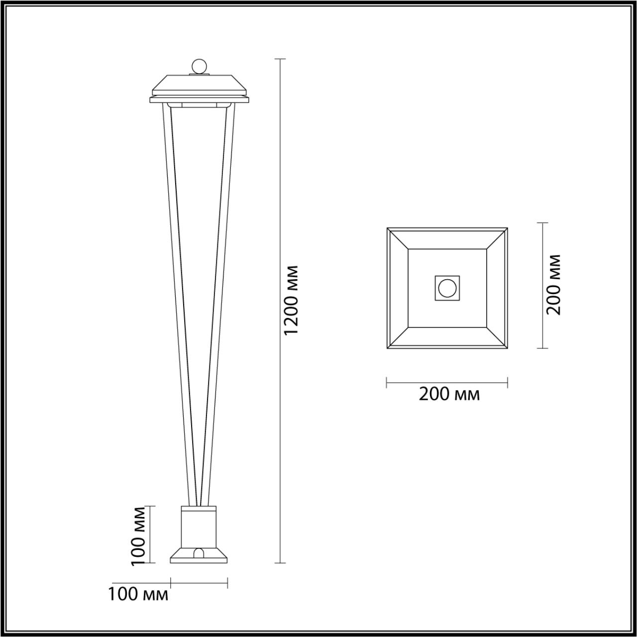 Уличный светильник 120 см, 12W, 3000K, ODEON LIGHT BEARITZ 6655/12GA3, черный