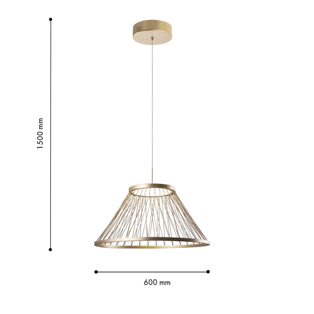 Подвес 60*40-150 см, 6*LED, 16W, 4000K, Favourite Fibra 4634-6P, золотой матовый