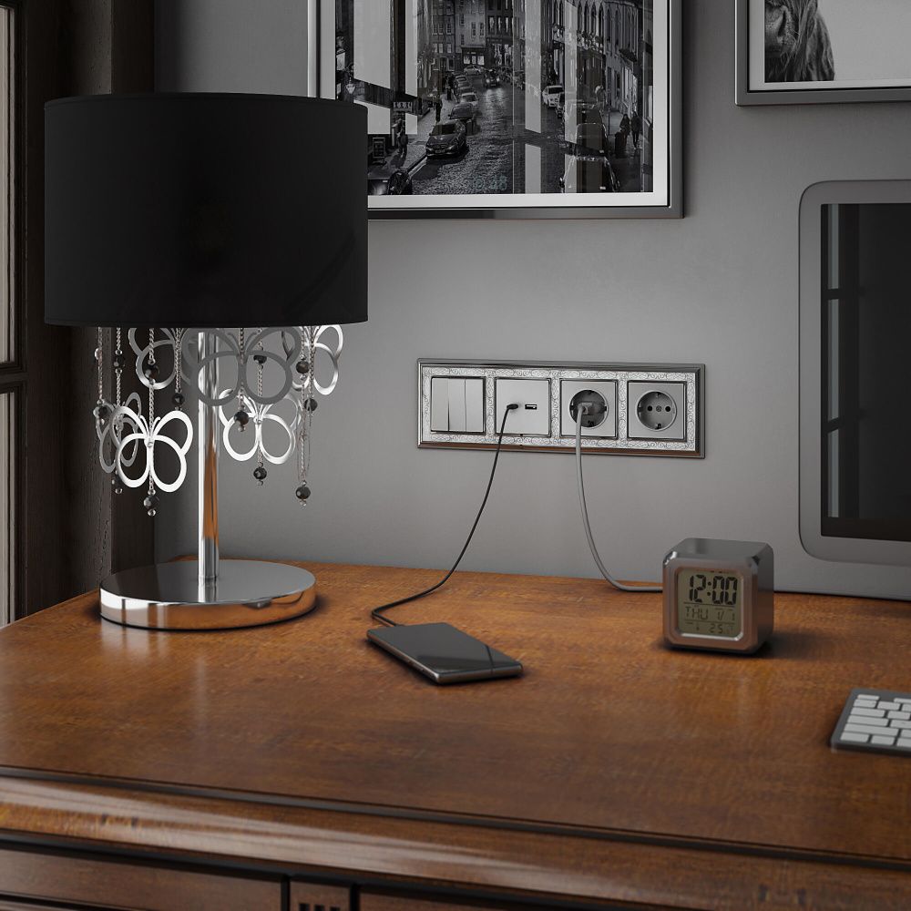 W1130006 Выключатель трехклавишный, серебряный Werkel, 4690389164866