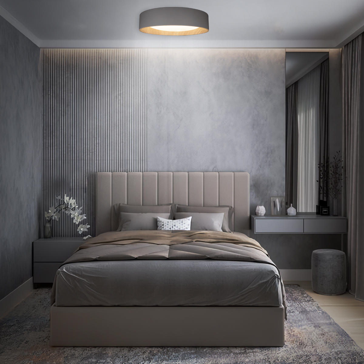 Потолочный светильник 45*10 см, 1*LED*36W 4000K серый, дерево LOFT IT Coin 10202 Grey