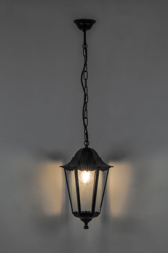 Светильник садово-парковый Feron 6105 28 см шестигранный на цепочке, черный