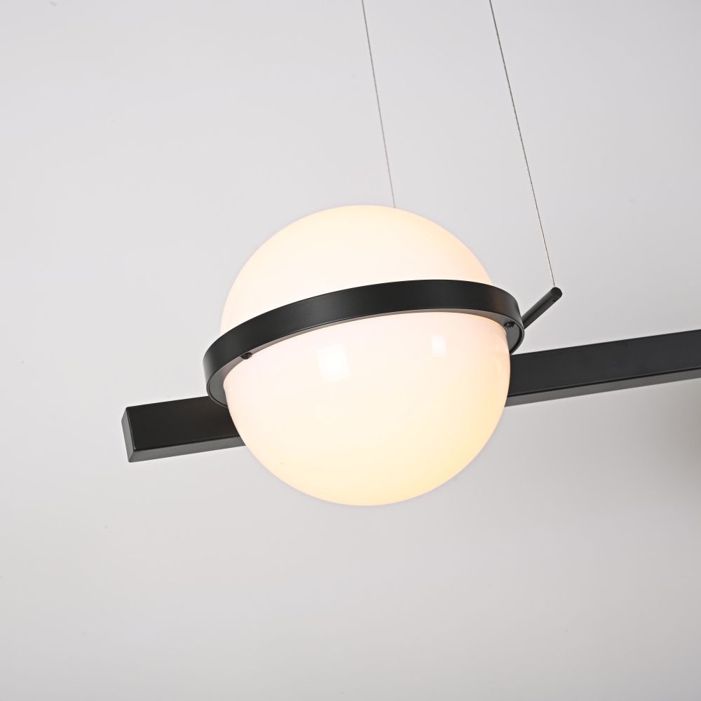 Реечный подвесной светильник PALMA Wall lamp 3 шара + 1 вазон горизонтальная 195*48*47 см, 4*LED*10, 2W, 3000, 4000, 5000K, ImperiumLoft 22.93726, Чёрный