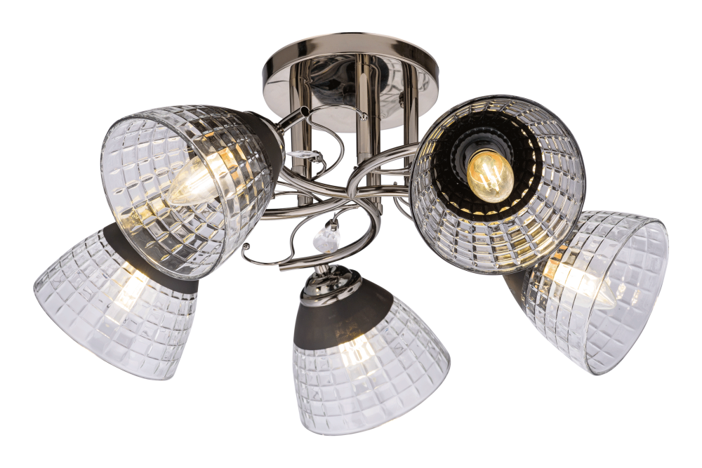 Люстра Ø560 x H240, мм, 5*40W (200W), PEARL BLACK (ЖЕМЧУЖНО-ЧЕРНЫЙ) Rilon 06536/5 PEARL BLACK