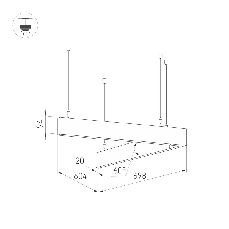Линейный светильник Arlight 035702 69,8*60,4*159,4 см, 53W, белый (теплый)K,