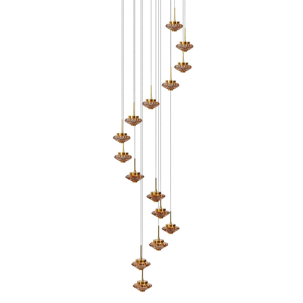 Подвес 46*46*190 см, 15*LED*37W, 3000K Gerhort G52144/15BRS TEA, Бронза