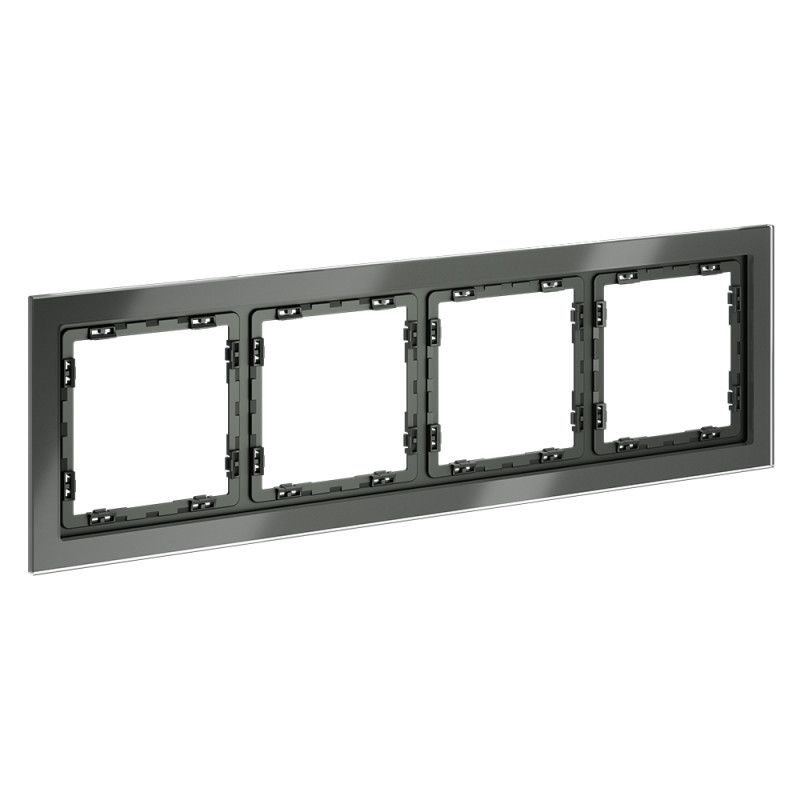 Рамка стеклянная Voltum S70 на 4 поста, титан, стекло Стекло/пластик  VLS110406