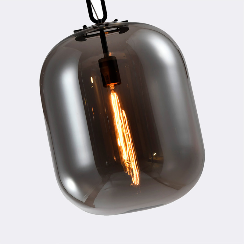 Подвесной светильник 35*220 см, 40W, Favourite Canister 4265-1P черный, дымчато-серое стекло