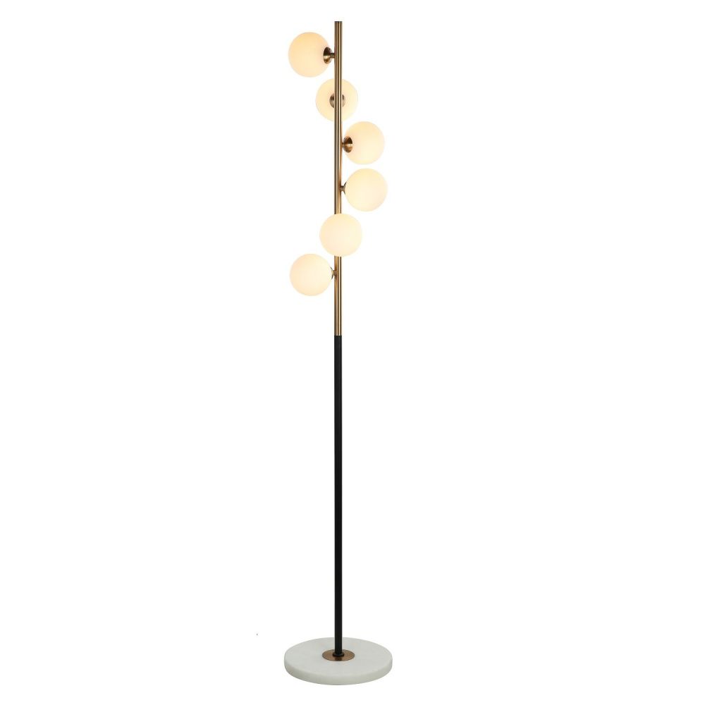 Торшер 25*25*157 см, 6*G9 Gerhort G61602/6F WT+BK+BRS WT, Белый;Черный, бронза