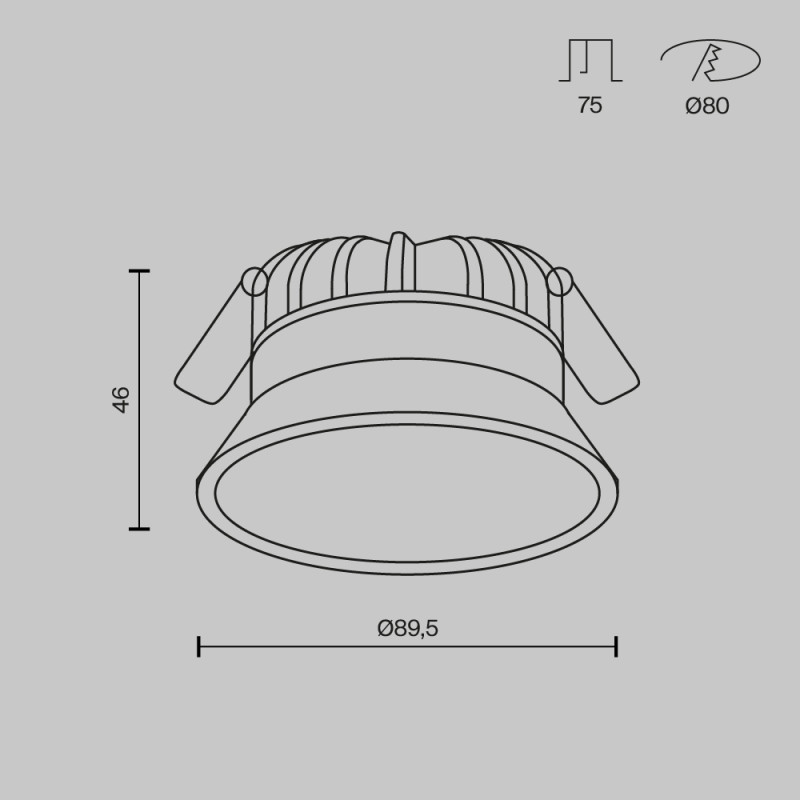 Встраиваемый светильник Downlight 9*4,6 см, 8W, 3000-4000-6000K 120° Maytoni Technical Okno DL055-8W3-4-6K-W белый