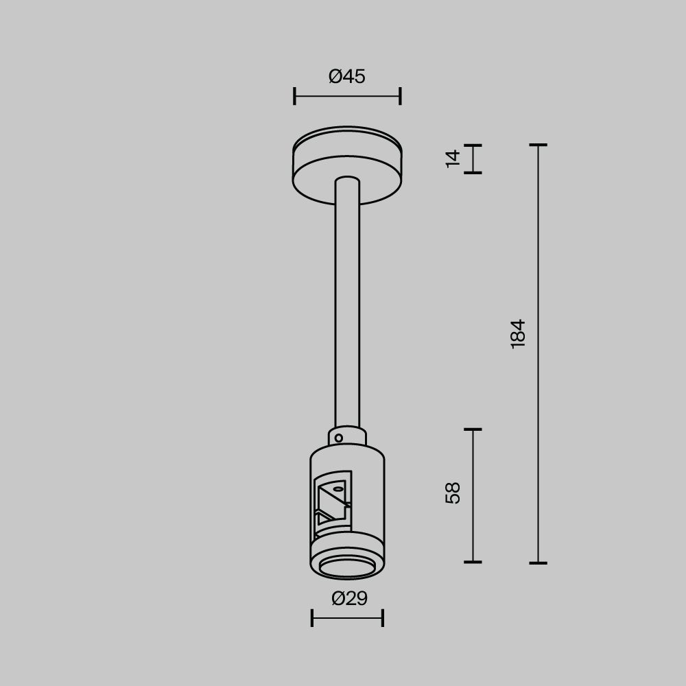 Комплектующие для трековой системы  TRA156C-SL1-PT 4,5*2,9*-18,4 см, *Maytoni technical Accessories for tracks Flarity TRA156C-SL1-PT, Платина