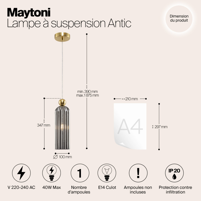 Светильник 10 см, Maytoni Antic MOD302PL-01GR, латунь