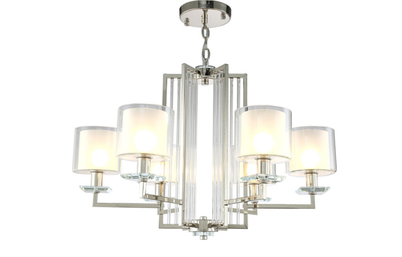 Люстра 74 см, Crystal Lux NICOLAS SP-PL6 NICKEL/WHITE никель/прозрачный