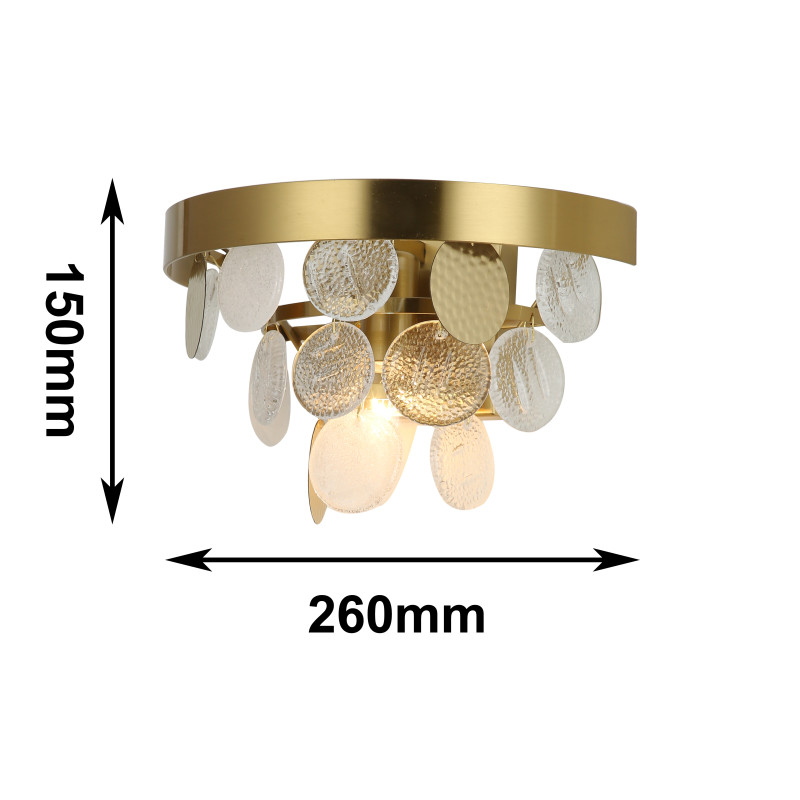 Бра Favourite Vesuvius 2905-1W, D130*W260*H150, каркас медного цвета, каскад из декоративных элементов, выполненных из белого и прозрачного стекла и металла в цвет каркаса