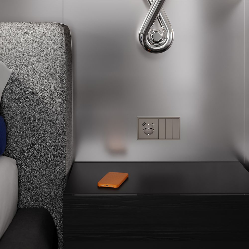 Накладка для розетки с заземлением и защитными шторками, с USB A+C, S70, капучино Voltum VLS001014