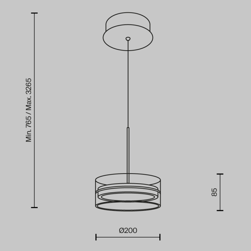 Подвесной светильник 20*20*326,5 см, LED, 3000К, Maytoni Dress code MOD348PL-L14BBS3K черный