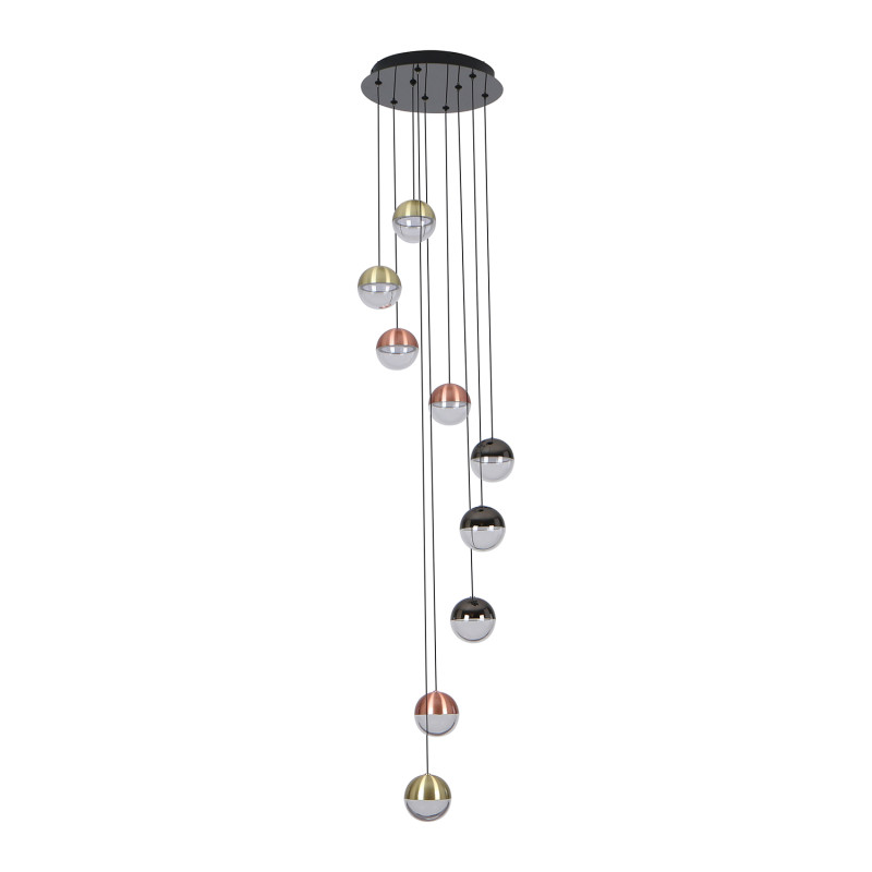 Каскадная люстра 43*217 см, 47.7W, Favourite luna 4371-9P золото, розовое золото, черный глянцевый, прозрачный и белый акрил