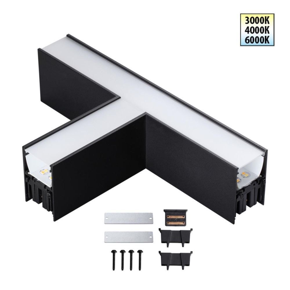 Светильник соединитель «Т»  *14*6- см, 1*LED*12W, 3000/4000/6000K, Novotech Fatto Over 359611, черный, с переключателем цветовой температуры